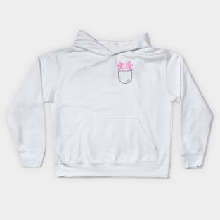 Pink Axolotl In A Pocket Kids Hoodie